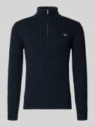 Gant Strickpullover mit gerippten Abschlüssen in Marine, Größe L