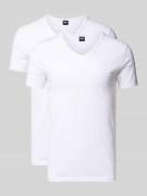 BOSS T-Shirt mit V-Ausschnitt im 2er-Pack Modell 'Modern' in Weiss, Gr...