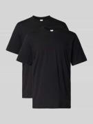 Schiesser T-Shirt mit geripptem Rundhalsausschnitt in Black, Größe L