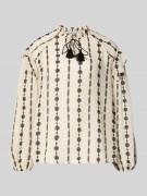 More & More Regular Fit Bluse mit Stitchings in Offwhite, Größe 34