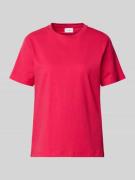 Vila T-Shirt mit geripptem Rundhalsausschnitt Modell 'NORA' in Pink, G...