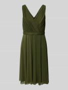 TROYDEN COLLECTION Cocktailkleid mit V-Ausschnitt in Oliv, Größe 34