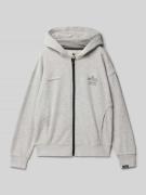 Garcia Sweatjacke mit Label- und Statement-Print in Mittelgrau Melange...