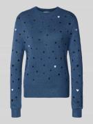 Tom Tailor Denim Regular Fit Strickpullover mit Stickereien in Dunkelb...