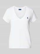 Polo Ralph Lauren T-Shirt mit Label-Stitching in Weiss, Größe L