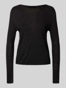 Marc Cain Strickpullover mit geripptem Rundhalsausschnitt in Black, Gr...