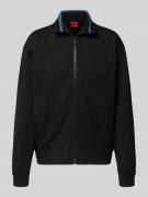 HUGO Regular Fit Sweatjacke aus Baumwoll-Mix Modell 'DAVRONTO' in Blac...