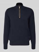 bugatti Strickpullover mit Stehkragen in Marine, Größe L