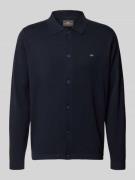 Fynch-Hatton Strickjacke mit Polokragen und Label-Stitching in Marine,...