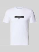 Guess T-Shirt mit Label-Detail in Weiss, Größe L
