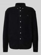 REVIEW Regular Fit Cordhemd mit Button-Down-Kragen in Black, Größe S