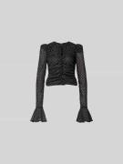 ROTATE Slim Fit Bluse mit Raffungen in Black, Größe 34