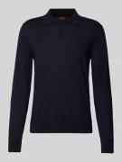 CRUNA Strickpolo aus reiner Wolle in Marine, Größe 46