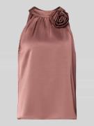 Neo Noir Blusentop aus Satin mit floraler Applikation Modell 'Rosette'...