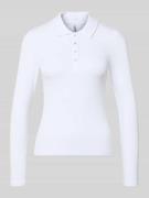 Pieces Slim Fit Langarmshirt aus Baumwoll-Mix Modell 'KITTE' in Weiss,...