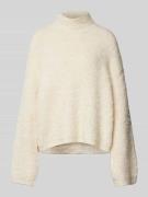 Gina Tricot Oversized Strickpullover mit Stehkragen in Beige, Größe S
