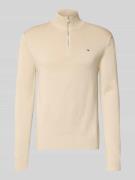 Tommy Jeans Slim Fit Troyer aus reiner Baumwolle in Beige, Größe L