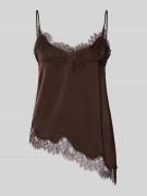 Mango Blusentop mit Spaghettiträger in Mittelbraun, Größe L
