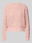 Guess Strickpullover mit gerippten Abschlüssen in Rosa, Größe L