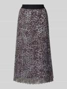 Marc Cain Midirock in Falten-Optik mit Allover-Animal-Print in Sand, G...