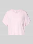 American Vintage T-Shirt mit geripptem Rundhalsausschnitt in Hellrosa ...