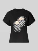 Guess Regular Fit T-Shirt mit Ziersteinbesatz Modell 'Popcorn' in Blac...