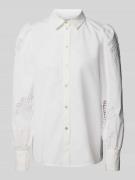 Jake*s Collection Hemdbluse mit Häkelspitze in Weiss, Größe 40