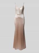 Mascara Abendkleid mit Ziersteinbesatz in Gold, Größe 36