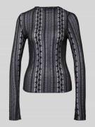 OH APRIL Longsleeve mit Stehkragen Modell 'Zahara' in Black, Größe XS