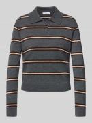 Mango Strickpullover mit kurzer Knopfleiste in Anthrazit, Größe L