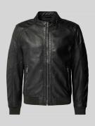 MAURITIUS Lederjacke mit Stehkragen Modell 'Goran' in Black, Größe XXL