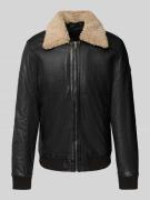 MAURITIUS Bomberjacke in Leder-Optik in Black, Größe L