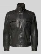 MAURITIUS Lederjacke mit Stehkragen Modell 'GARRECK' in Black, Größe M