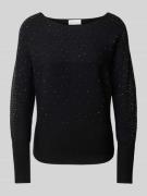 Apricot Strickpullover mit Ziersteinbesatz in Black, Größe XL