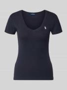 Polo Ralph Lauren T-Shirt mit Label-Stitching in Blau, Größe L