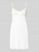 Hanro Knielanges Unterkleid in glänzendem Satin mit Picot-Besatz in Of...