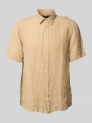 MAERZ Muenchen Regular Fit Leinenhemd mit Kentkragen in Sand, Größe 39...