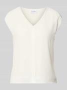 comma T-Shirt mit V-Ausschnitt in Weiss, Größe 34