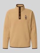 Polo Ralph Lauren Regular Fit Troyer mit Stitching in Camel, Größe XL