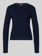 Tommy Hilfiger Slim Fit Strickpullover aus reiner Baumwolle in Marine,...