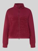 Marc Cain Regular Fit Sweatjacke mit Strickbesatz in Kirsche, Größe 34