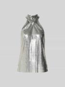 Rabanne Top in Netz-Optik in Silber, Größe M/L