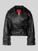 HUGO Slim Fit Lederjacke aus echtem Lammleder Modell 'LANITTE' in Blac...