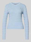 Tommy Hilfiger Slim Fit Strickpullover aus reiner Baumwolle in Hellbla...