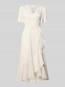 YAS Regular Fit Midikleid in Wickel-Optik Modell 'Thea' in Offwhite, G...