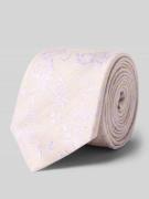 OLYMP Krawatte aus Seiden-Mix mit floralem Allover-Stitching in Fliede...