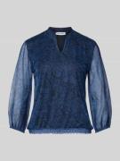 More & More Blusenshirt mit semitransparenten Ärmeln in Marine, Größe ...