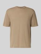 CRUNA T-Shirt mit geripptem Rundhalsausschnitt in Beige, Größe 48