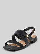 Tommy Hilfiger Ledersandale mit TH-Monogramm in Black, Größe 39