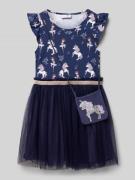 Happy Girls Kleid mit Rundhalsausschnitt und Kappärmeln in Marine, Grö...